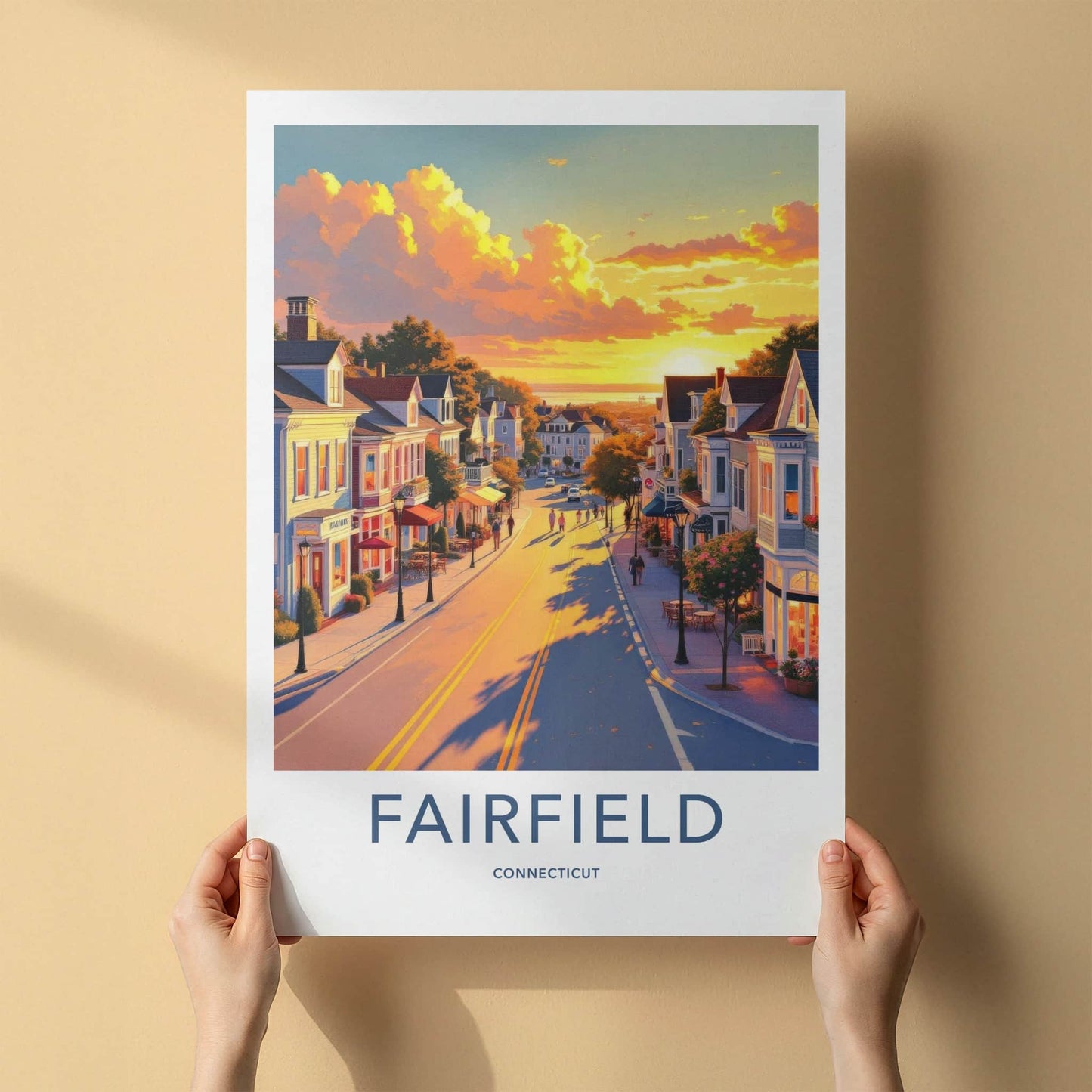 Fairfield Poster - Connecticut Wall Art - Golden Hour Street Home Decor