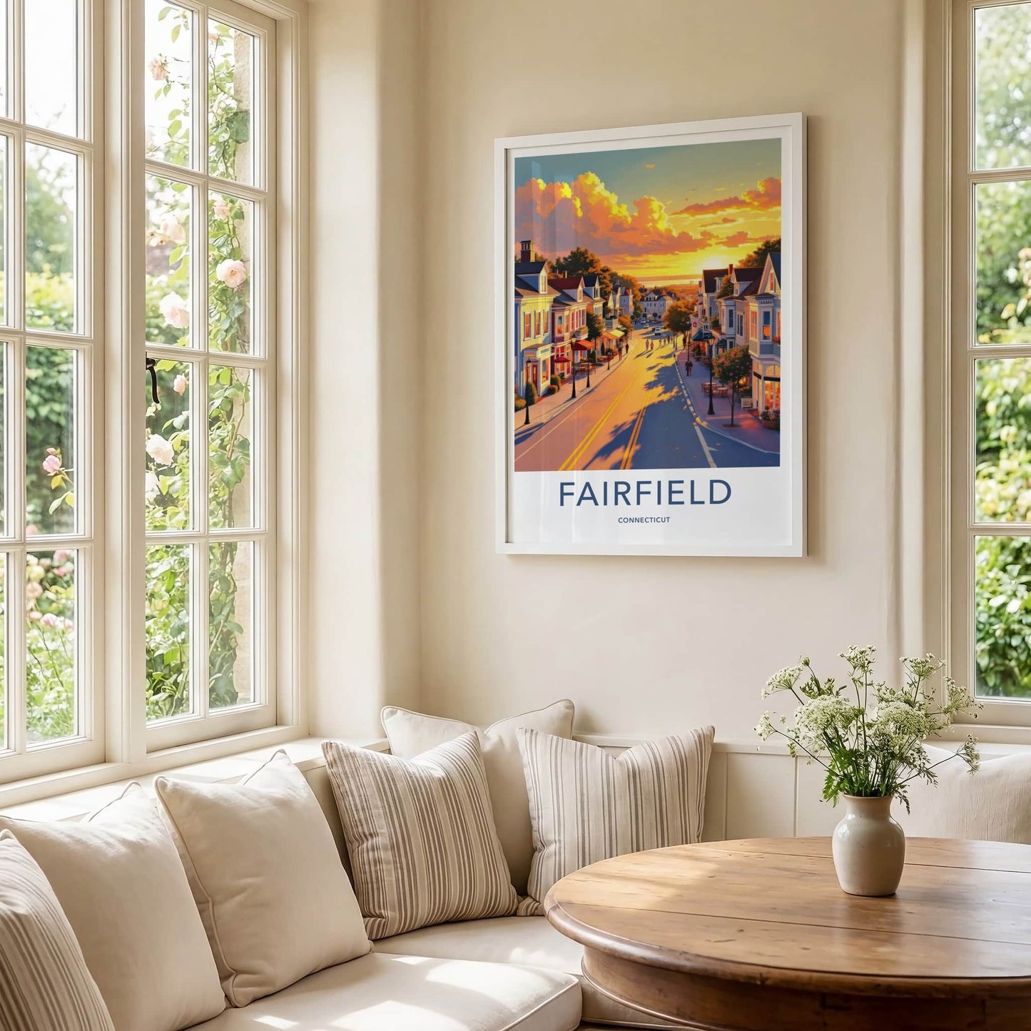 Fairfield Poster - Connecticut Wall Art - Golden Hour Street Home Decor