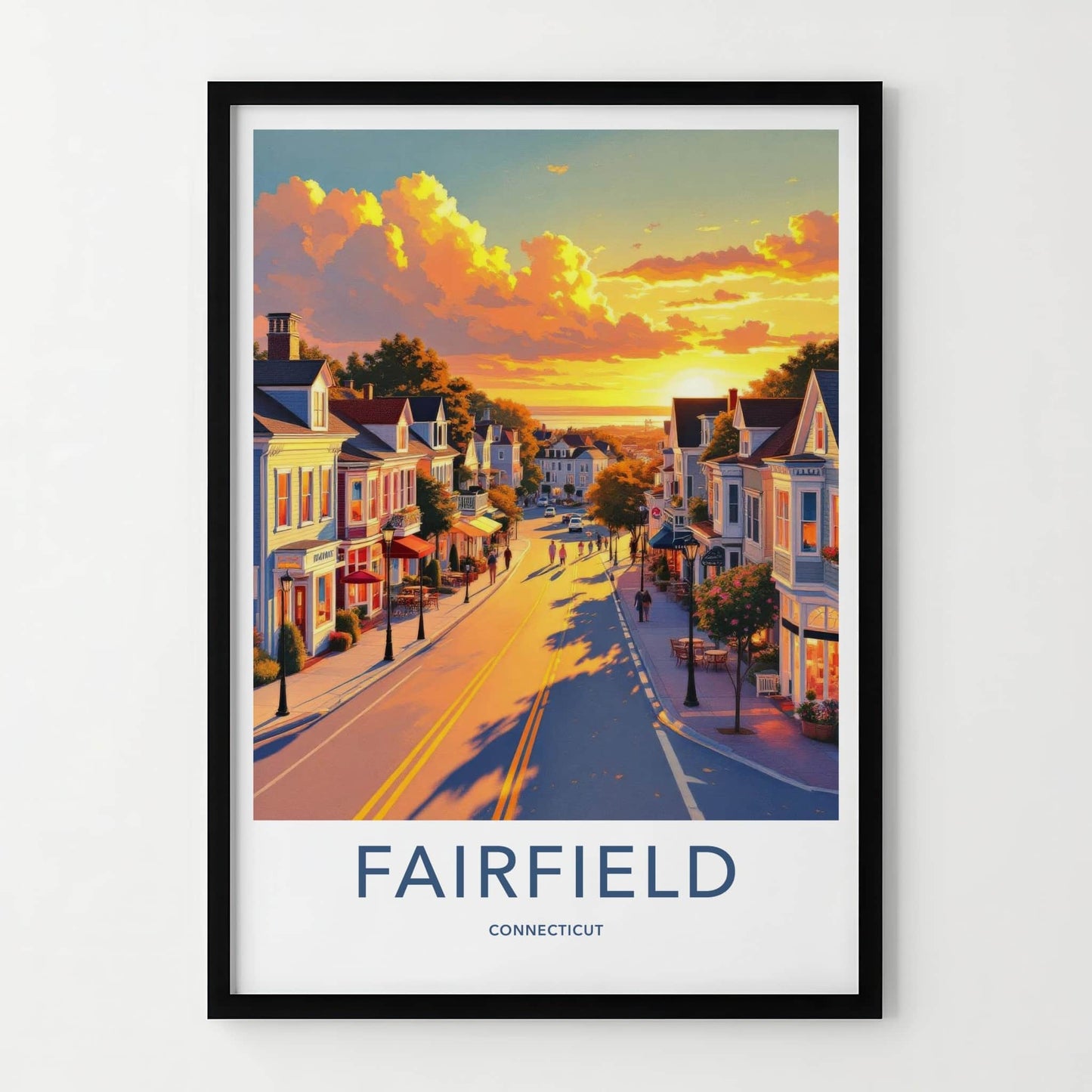 Fairfield Poster - Connecticut Wall Art - Golden Hour Street Home Decor