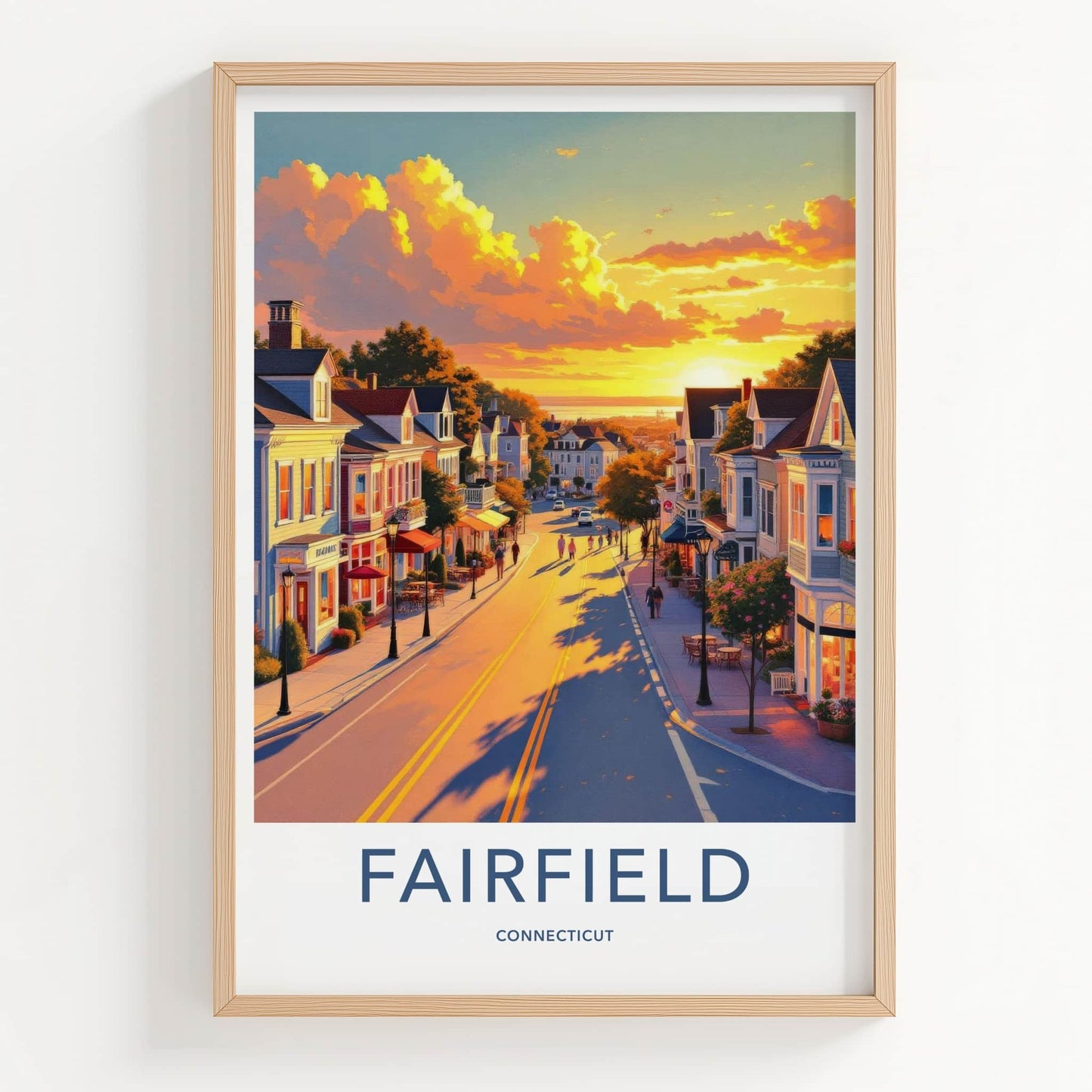 Fairfield Poster - Connecticut Wall Art - Golden Hour Street Home Decor