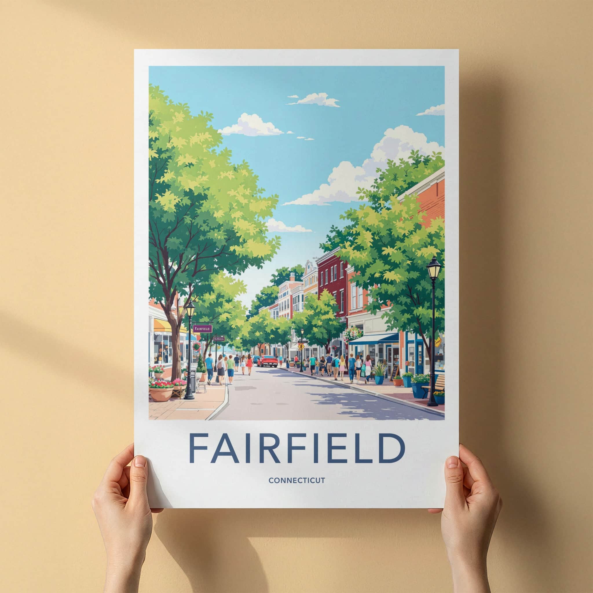 Fairfield Poster - Connecticut Wall Art - Lively Street Scene Home Decor
