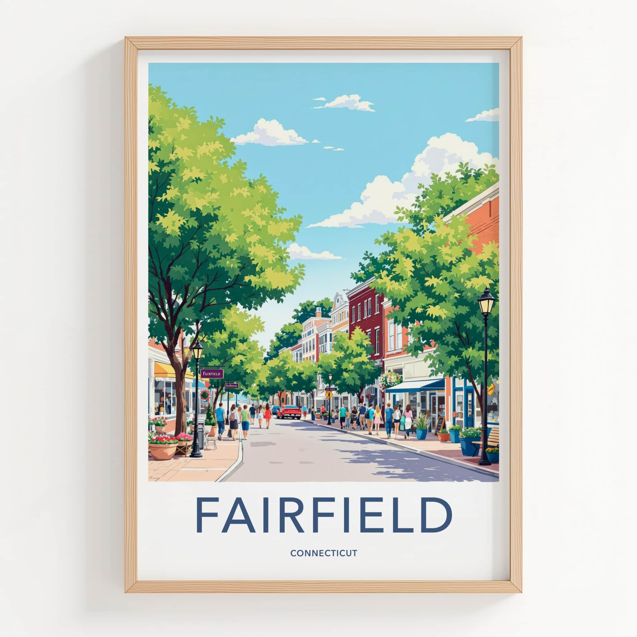 Fairfield Poster - Connecticut Wall Art - Lively Street Scene Home Decor