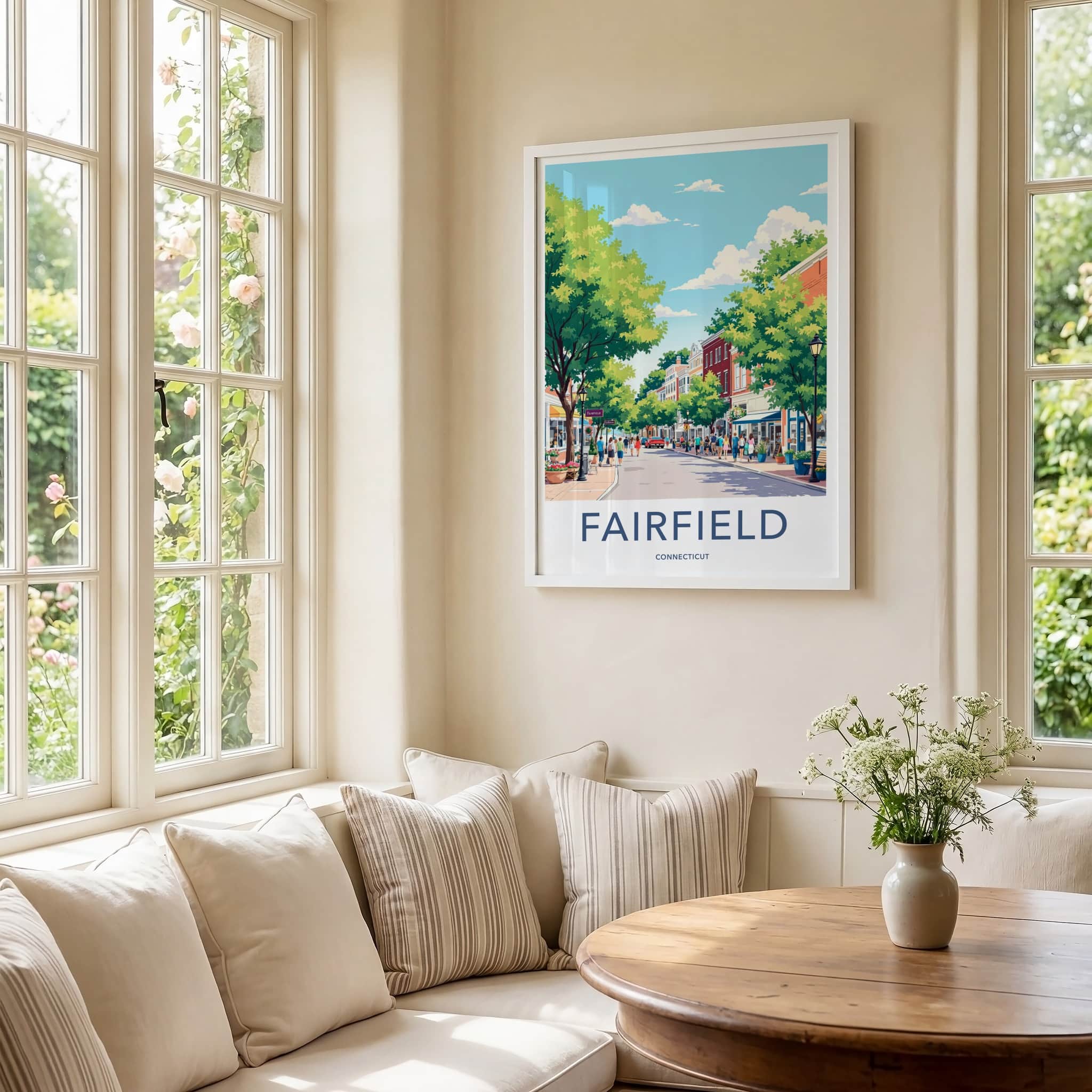 Fairfield Poster - Connecticut Wall Art - Lively Street Scene Home Decor
