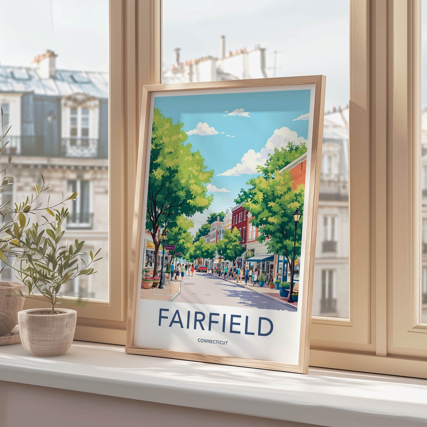 Fairfield Poster - Connecticut Wall Art - Lively Street Scene Home Decor