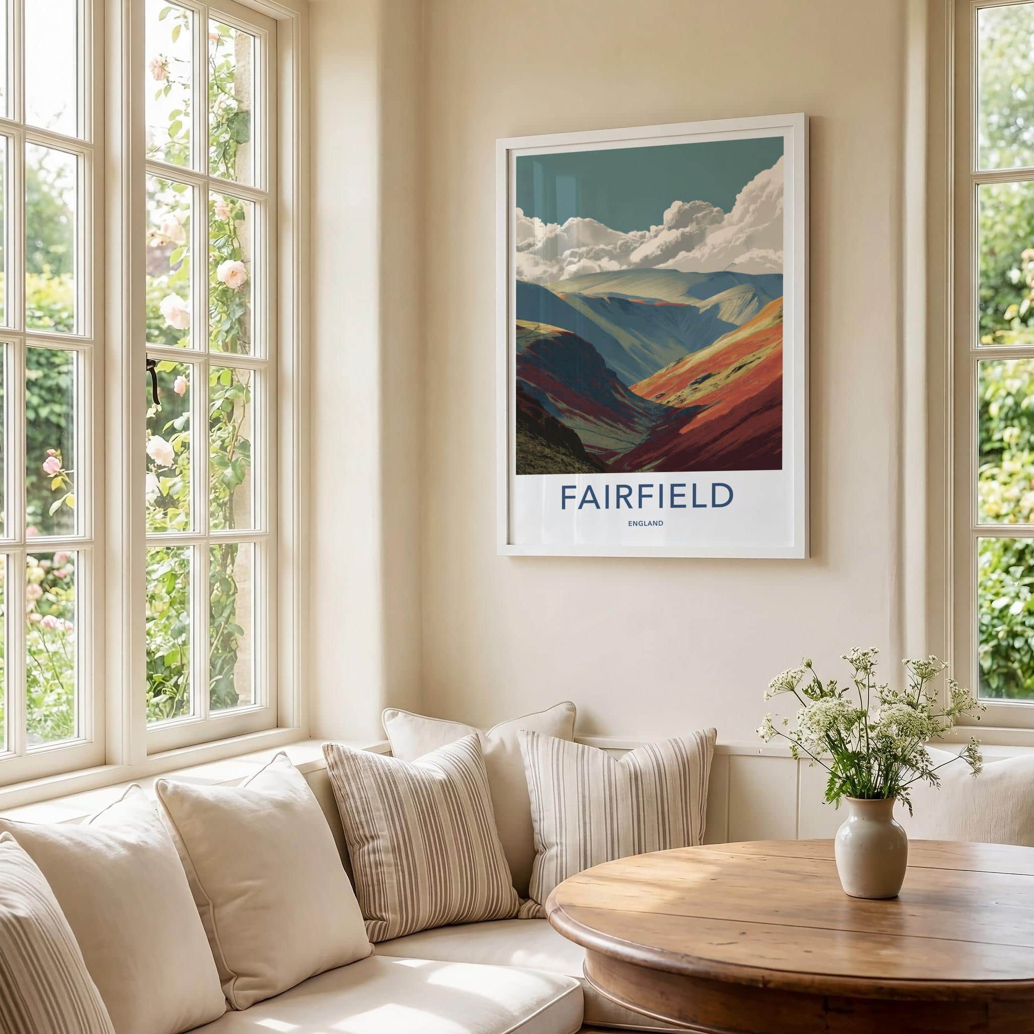 Fairfield Poster - England Travel Art - Crimson Mountain Vistas Home Decor