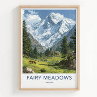 Fairy Meadows Poster - Pakistan Travel Art - Majestic Snow Peaks Wall Decor