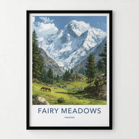 Fairy Meadows Poster - Pakistan Travel Art - Majestic Snow Peaks Wall Decor