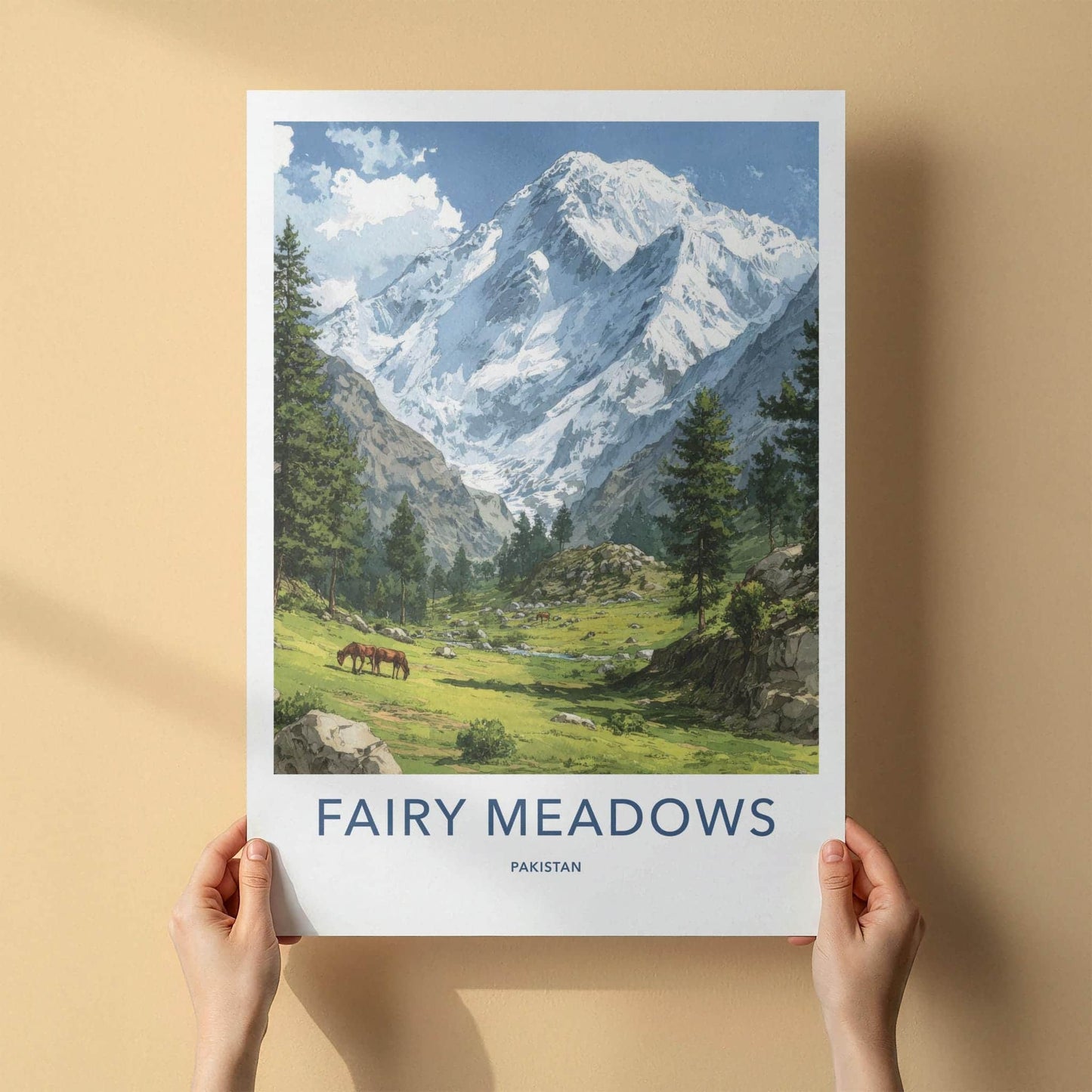 Fairy Meadows Poster - Pakistan Travel Art - Majestic Snow Peaks Wall Decor