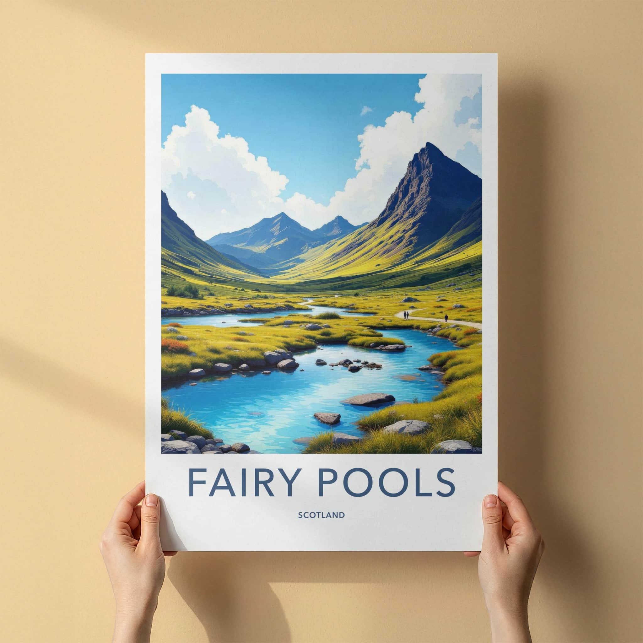 Fairy Pools Poster - Scotland Art Print - Vibrant Valley Stream Home Decor