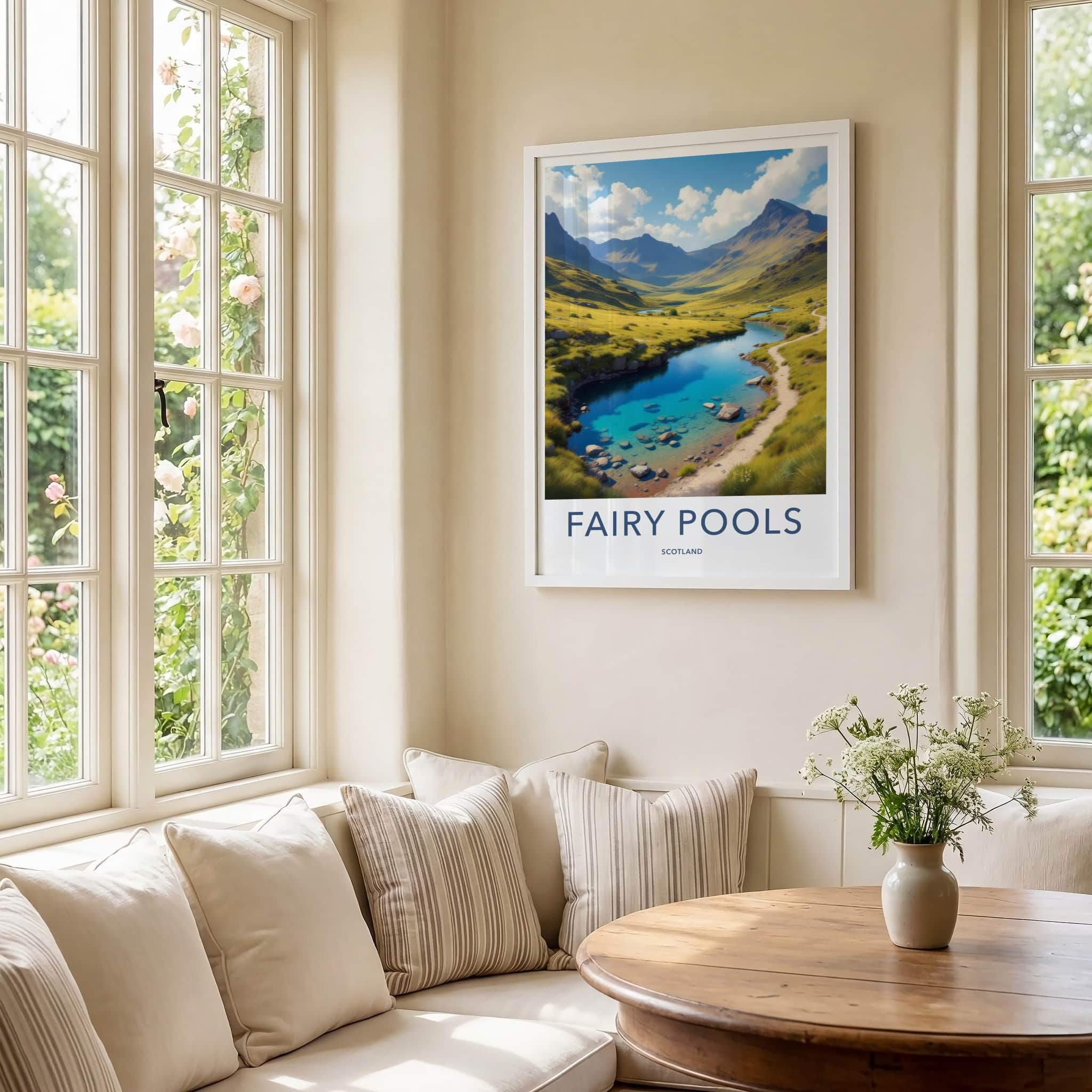 Fairy Pools Poster - Scotland Travel Art - Serene Mountain Valley Home Decor