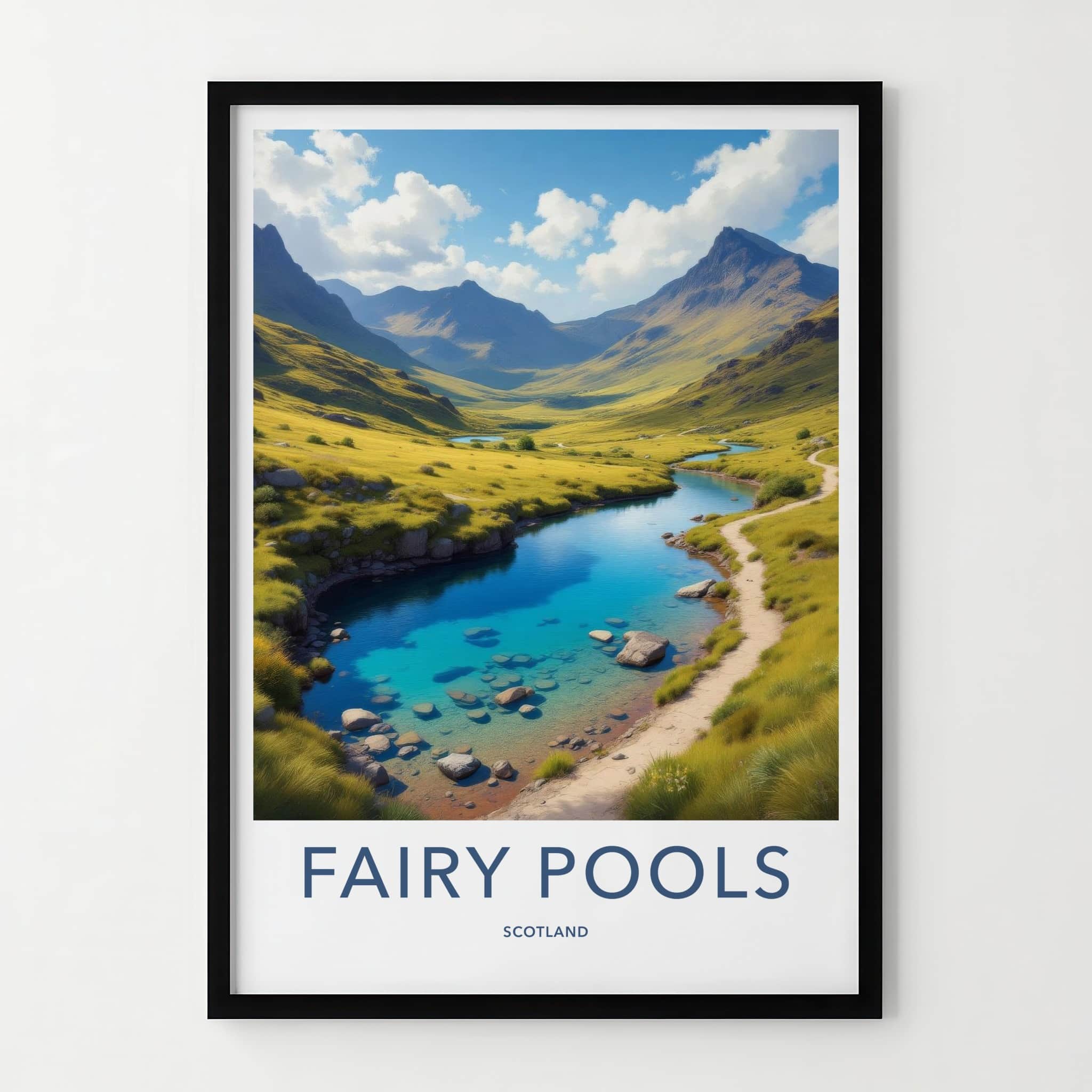 Fairy Pools Poster - Scotland Travel Art - Serene Mountain Valley Home Decor
