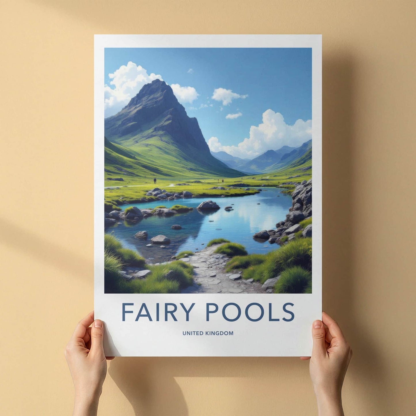 Fairy Pools Poster - United Kingdom Travel Art - Lush Mountain Valley Wall Decor