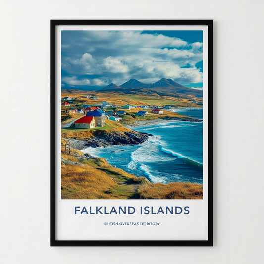 Falkland Islands Poster - Falkland Islands Travel Art - Colorful Coastal Village Home Decor