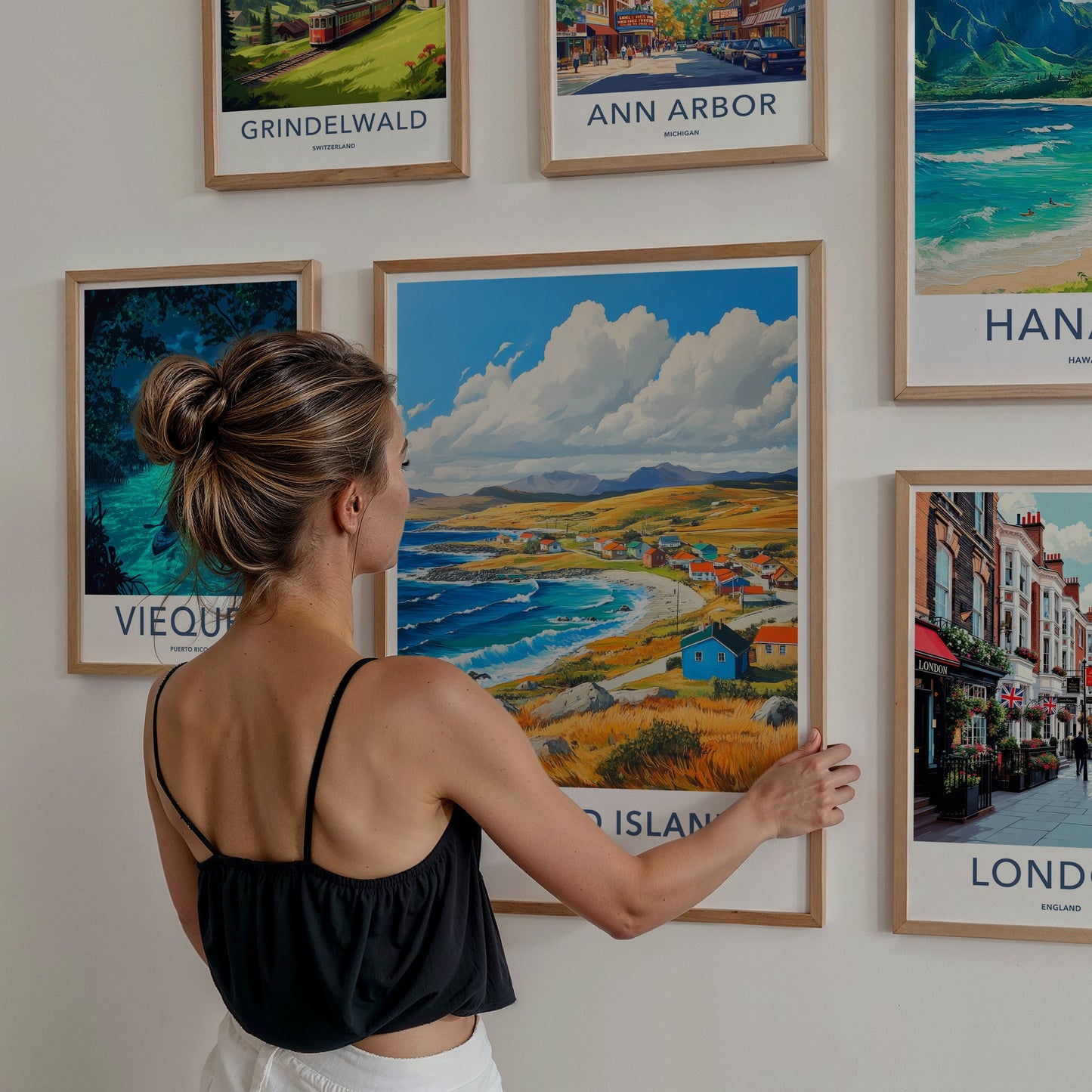 Falkland Islands Poster - Falkland Islands Travel Art - Vibrant coastal village Home Decor
