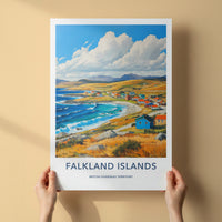 Falkland Islands Poster - Falkland Islands Travel Art - Vibrant coastal village Home Decor