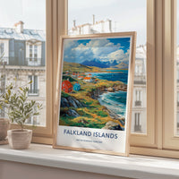 Falkland Islands Poster - Falkland Islands Wall Art - Clifftop Village View Gift