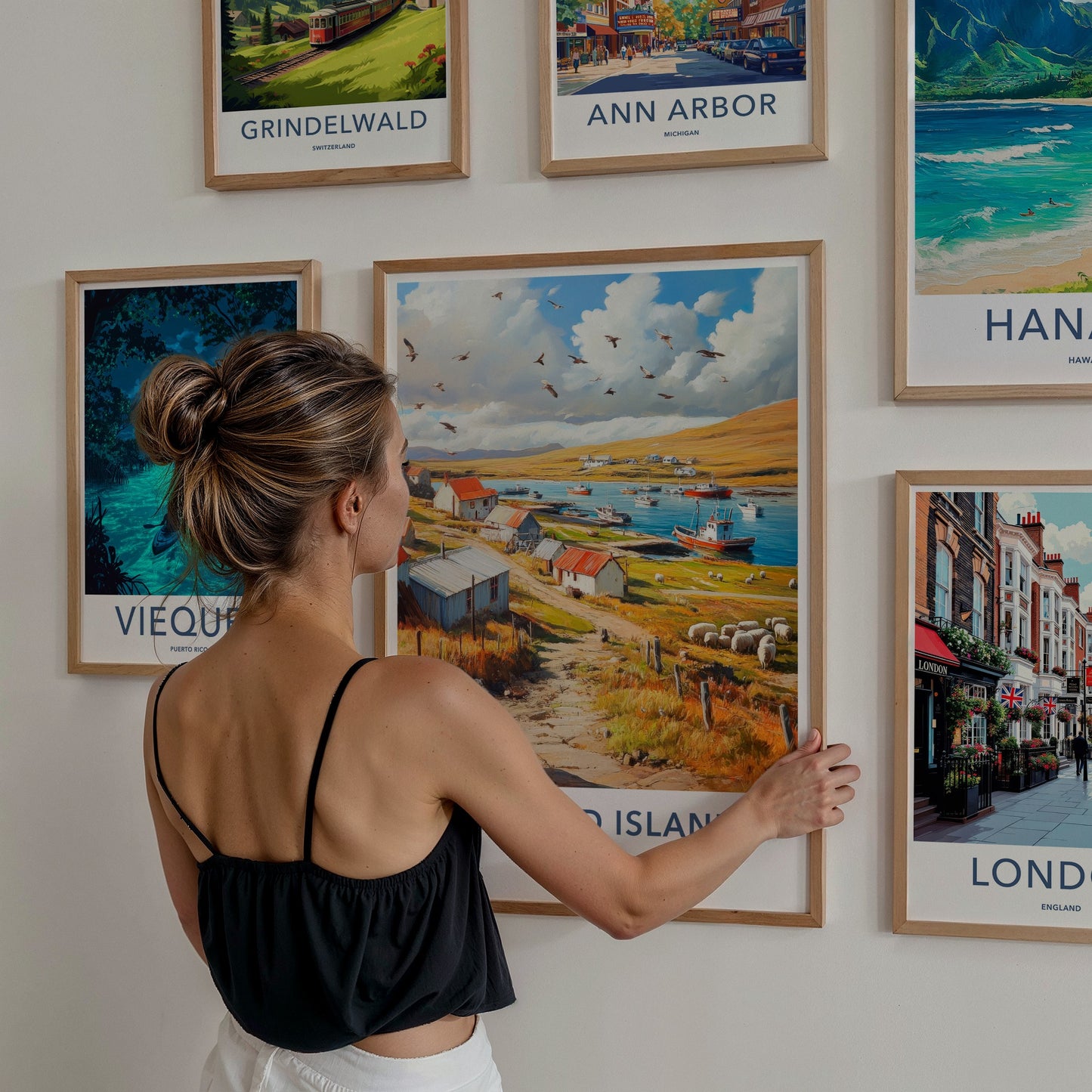Falkland Islands Poster - Falkland Islands Wall Art - Pastoral Bay Scene Gift