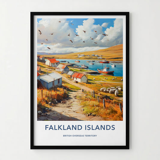 Falkland Islands Poster - Falkland Islands Wall Art - Pastoral Bay Scene Gift