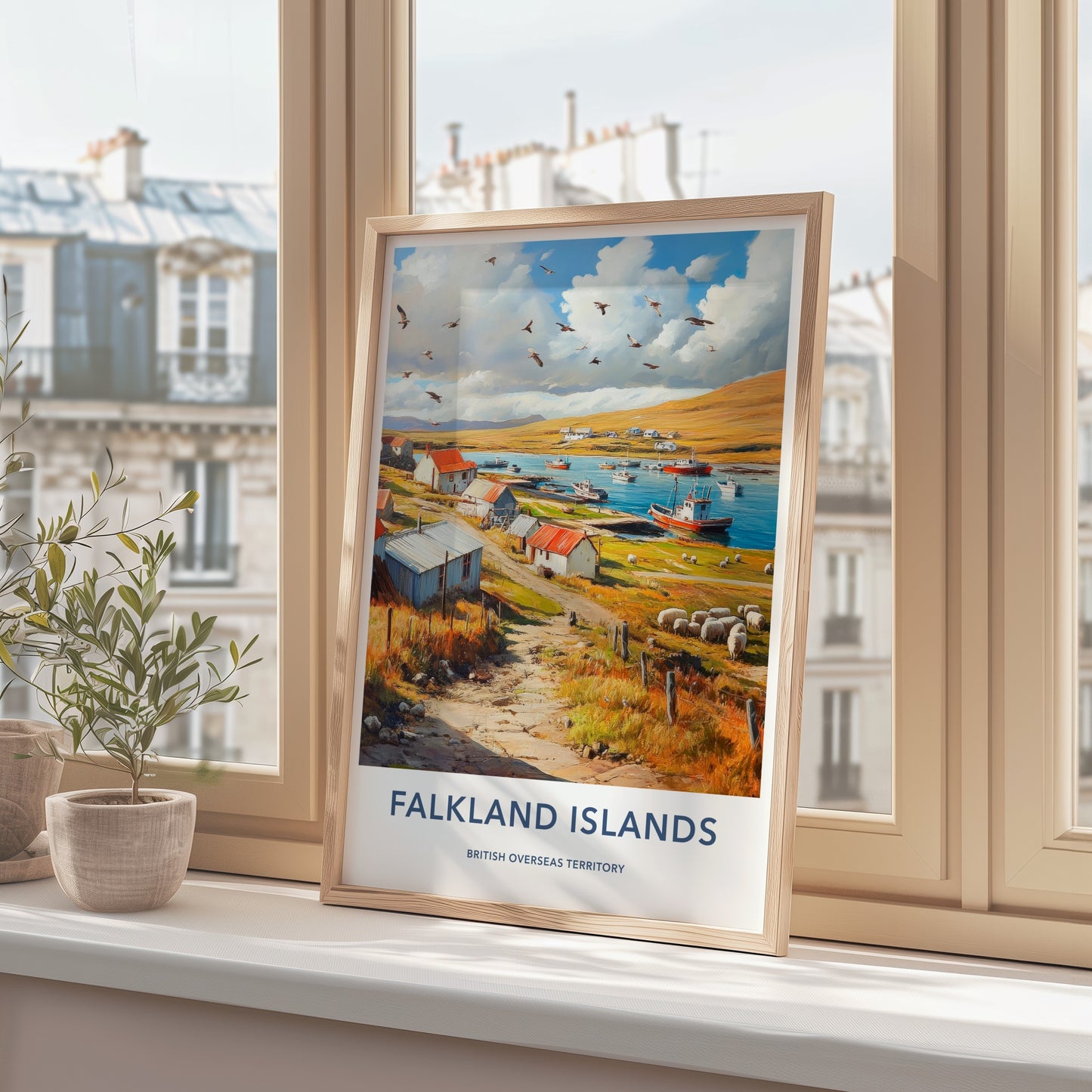 Falkland Islands Poster - Falkland Islands Wall Art - Pastoral Bay Scene Gift