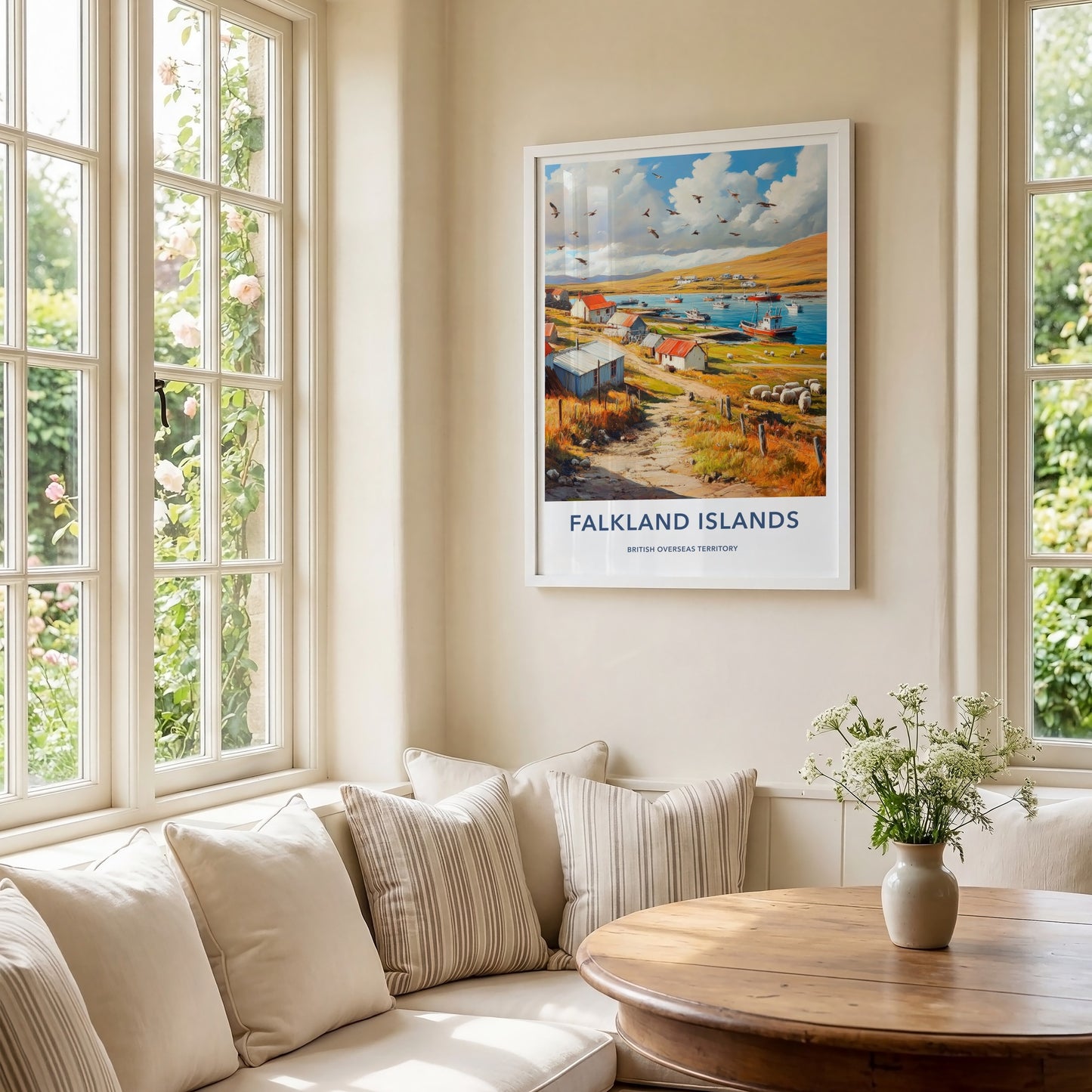 Falkland Islands Poster - Falkland Islands Wall Art - Pastoral Bay Scene Gift