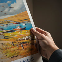 Falkland Islands Poster - Falkland Islands Wall Art - Pastoral Bay Scene Gift