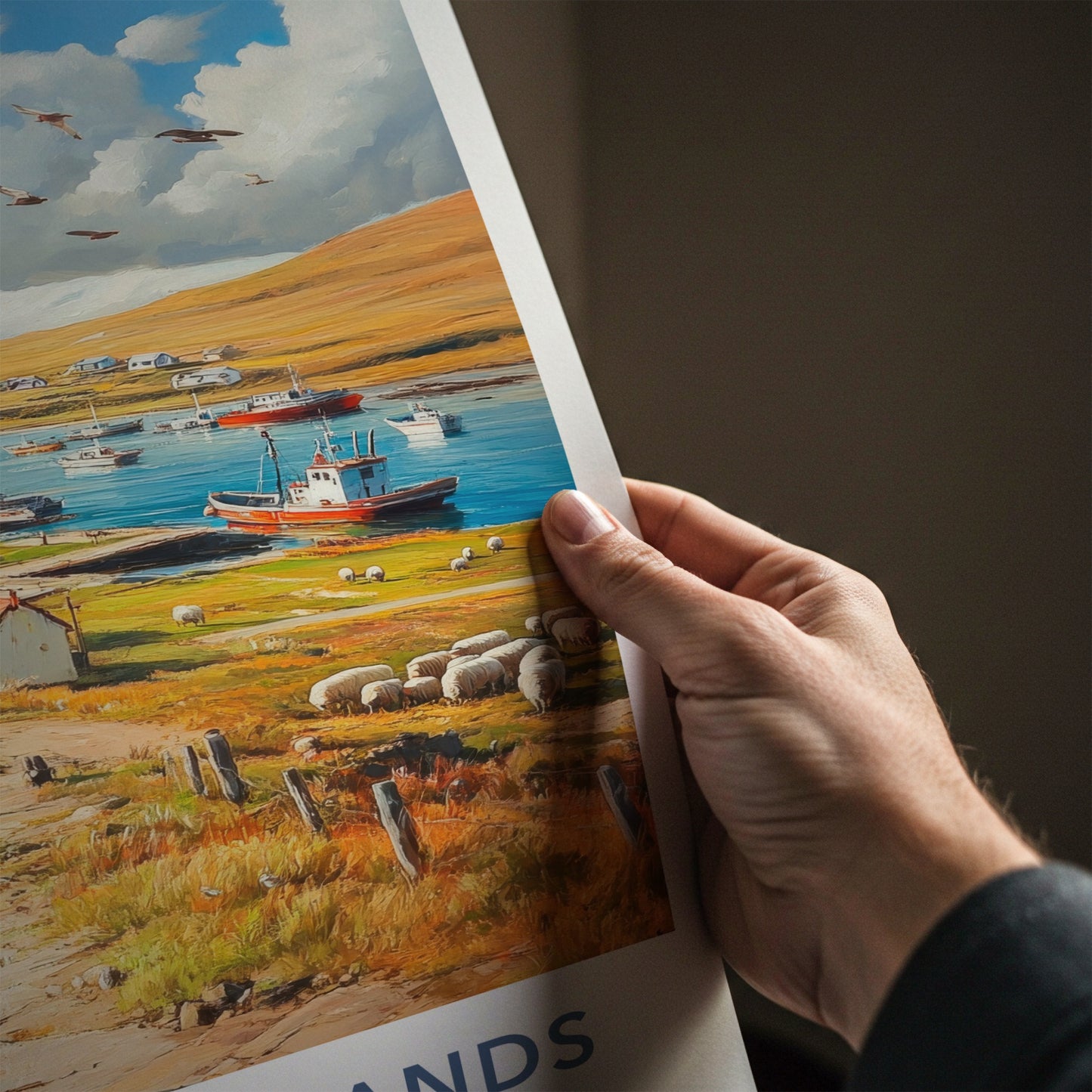 Falkland Islands Poster - Falkland Islands Wall Art - Pastoral Bay Scene Gift