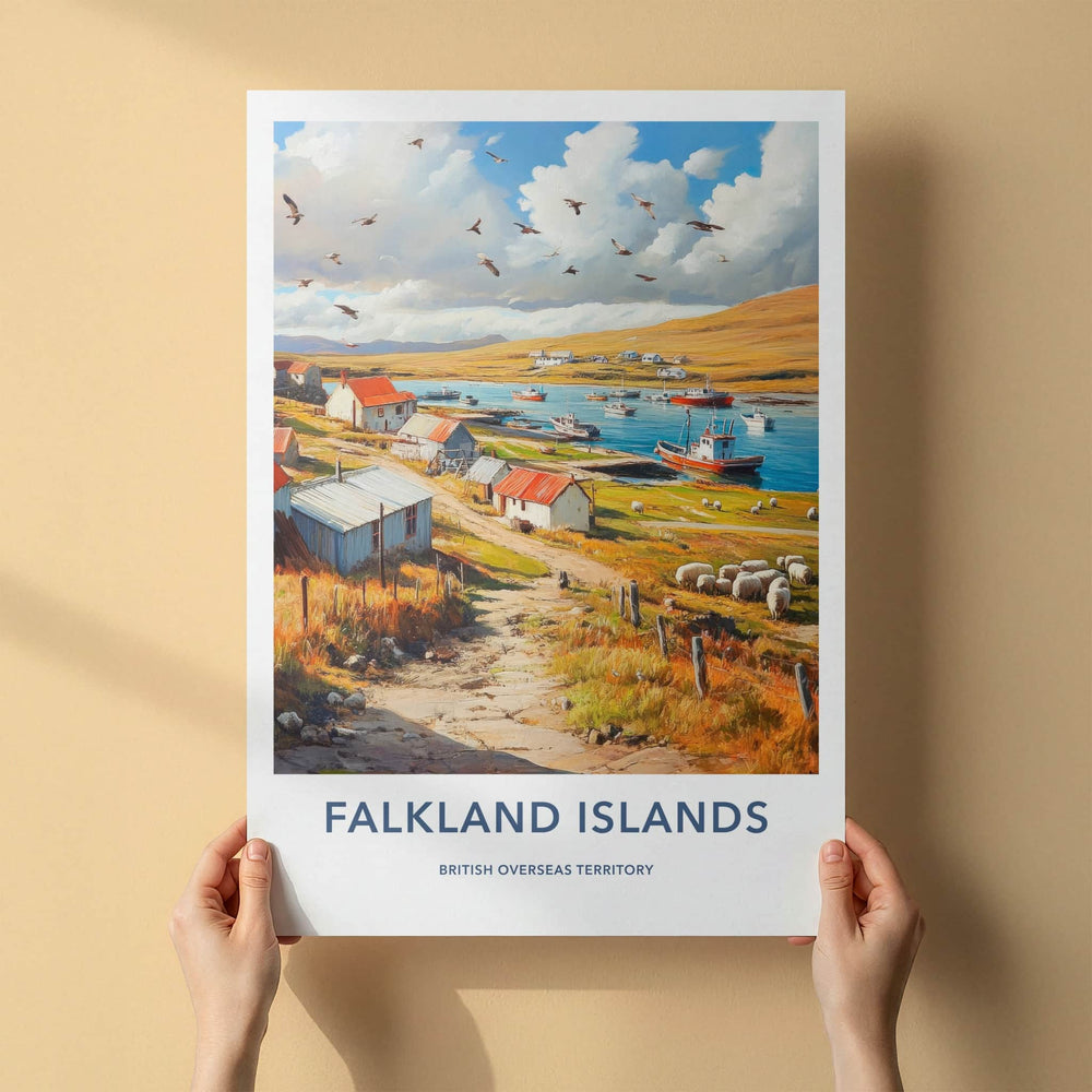 Falkland Islands Poster - Falkland Islands Wall Art - Pastoral Bay Scene Gift
