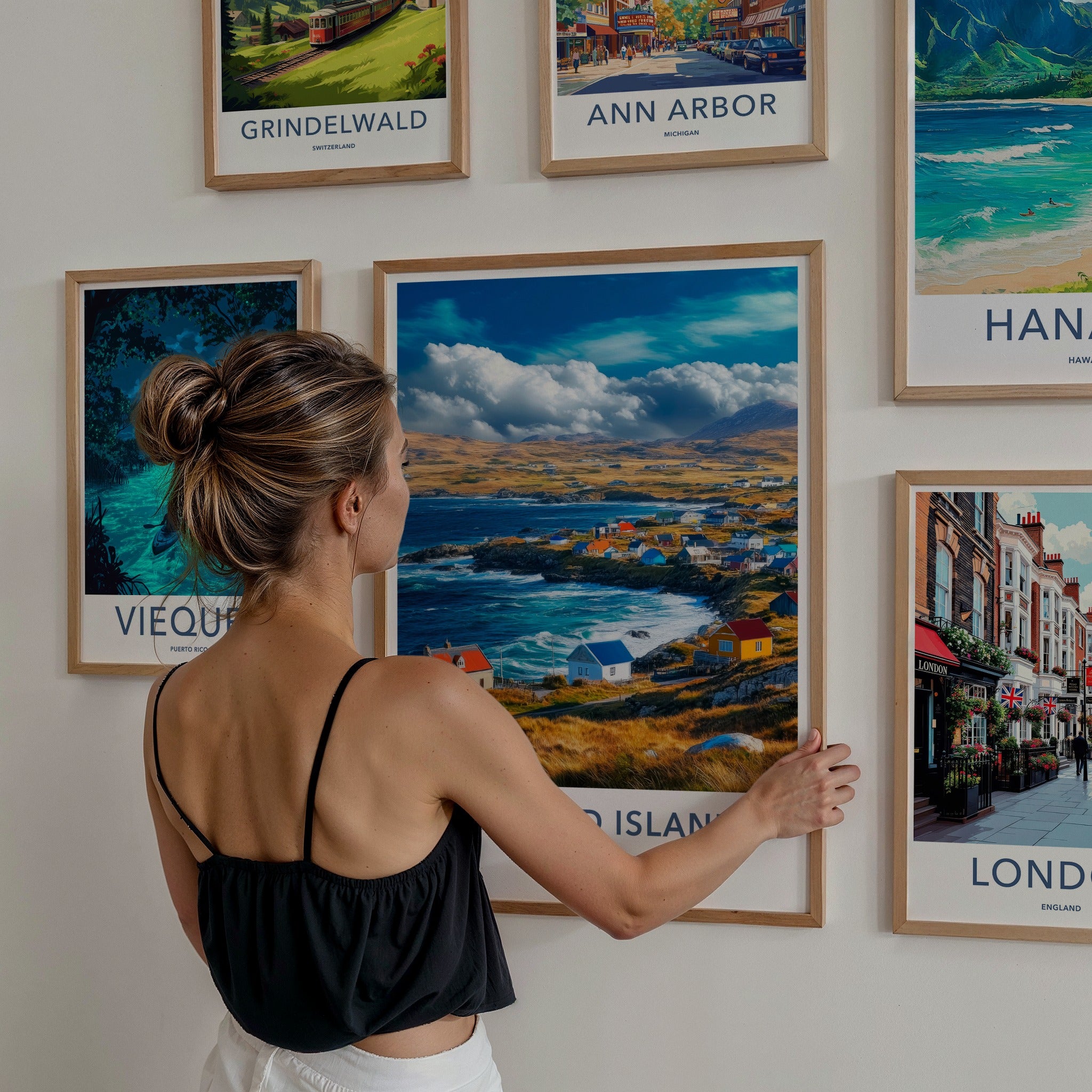 Falkland Islands Poster - United Kingdom Wall Art - Colorful Coastal Village Gift