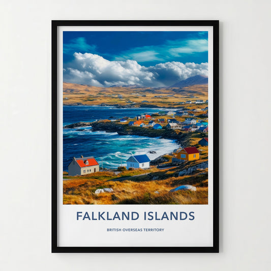 Falkland Islands Poster - United Kingdom Wall Art - Colorful Coastal Village Gift