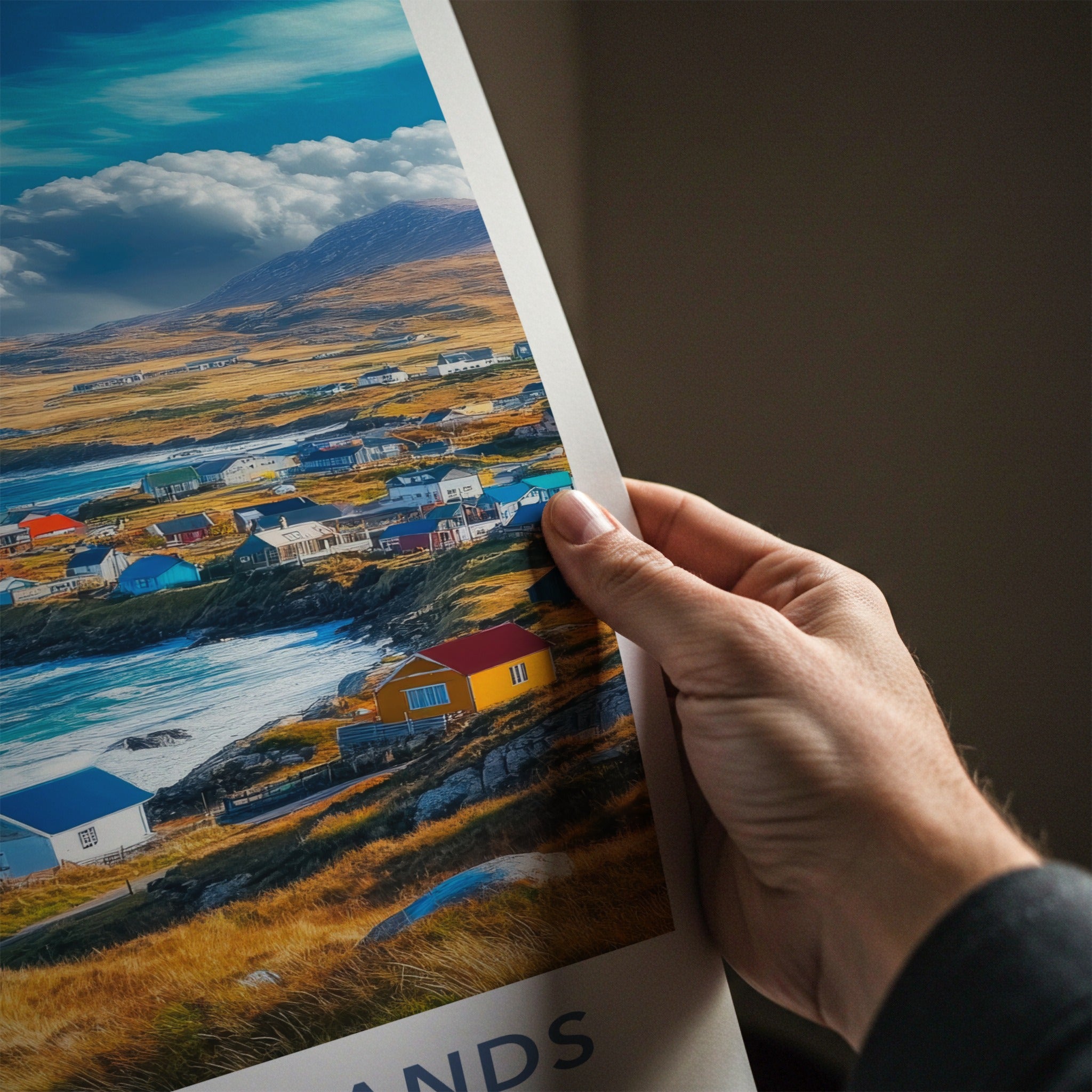 Falkland Islands Poster - United Kingdom Wall Art - Colorful Coastal Village Gift
