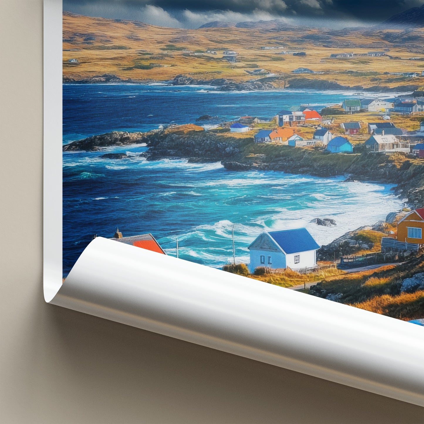 Falkland Islands Poster - United Kingdom Wall Art - Colorful Coastal Village Gift