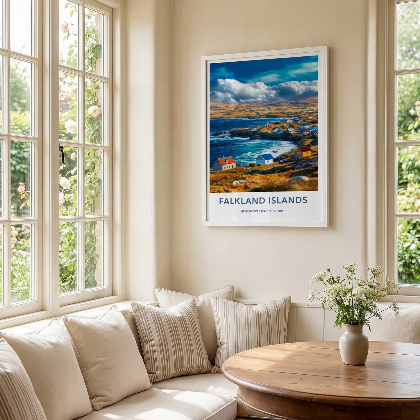 Falkland Islands Poster - United Kingdom Wall Art - Colorful Coastal Village Gift