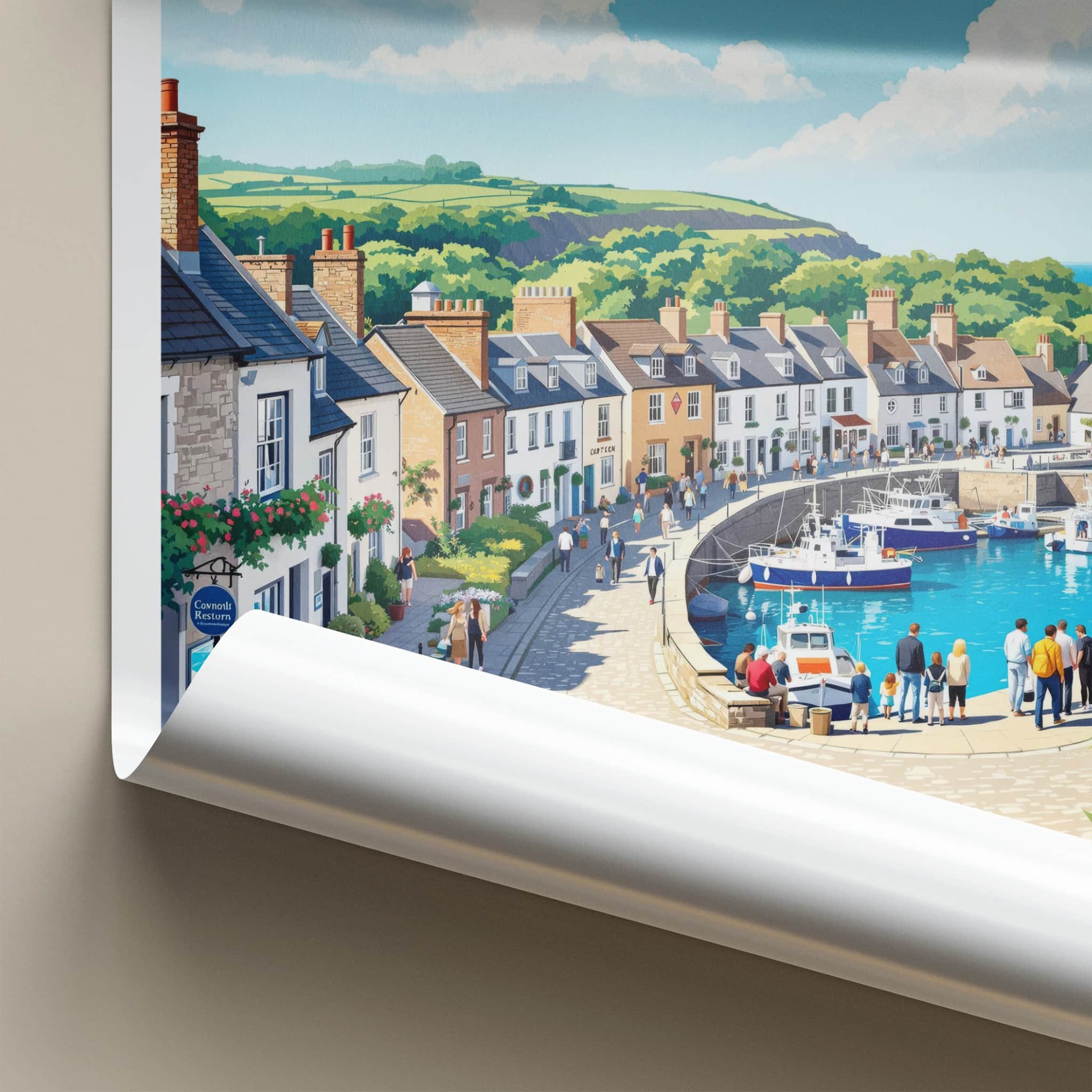 Falmouth Poster - England Travel Art - Historic harbor view Home Decor