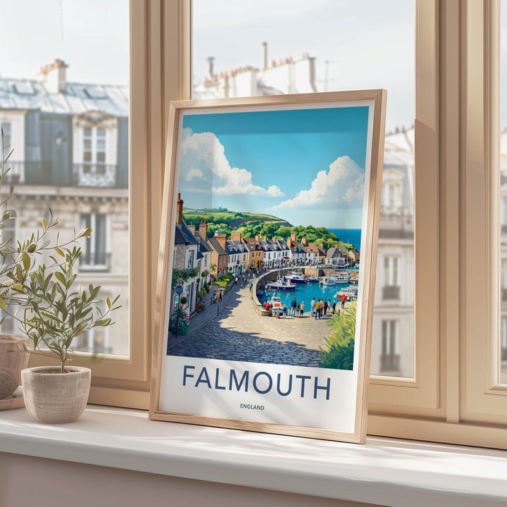 Falmouth Poster - England Travel Art - Historic harbor view Home Decor