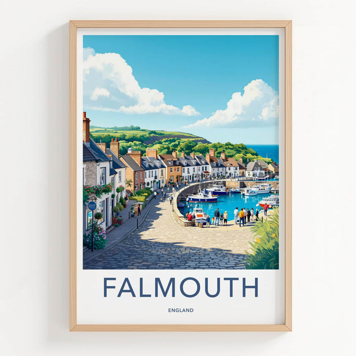 Falmouth Poster - England Travel Art - Historic harbor view Home Decor