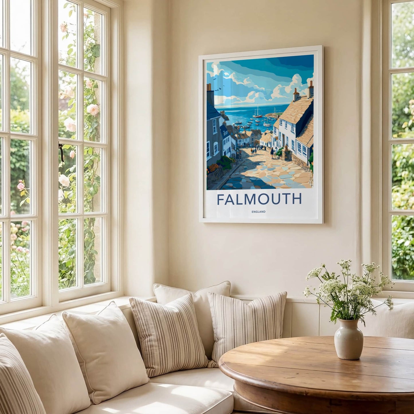 Falmouth Poster - England Travel Art - Quaint Village Harbor Home Decor