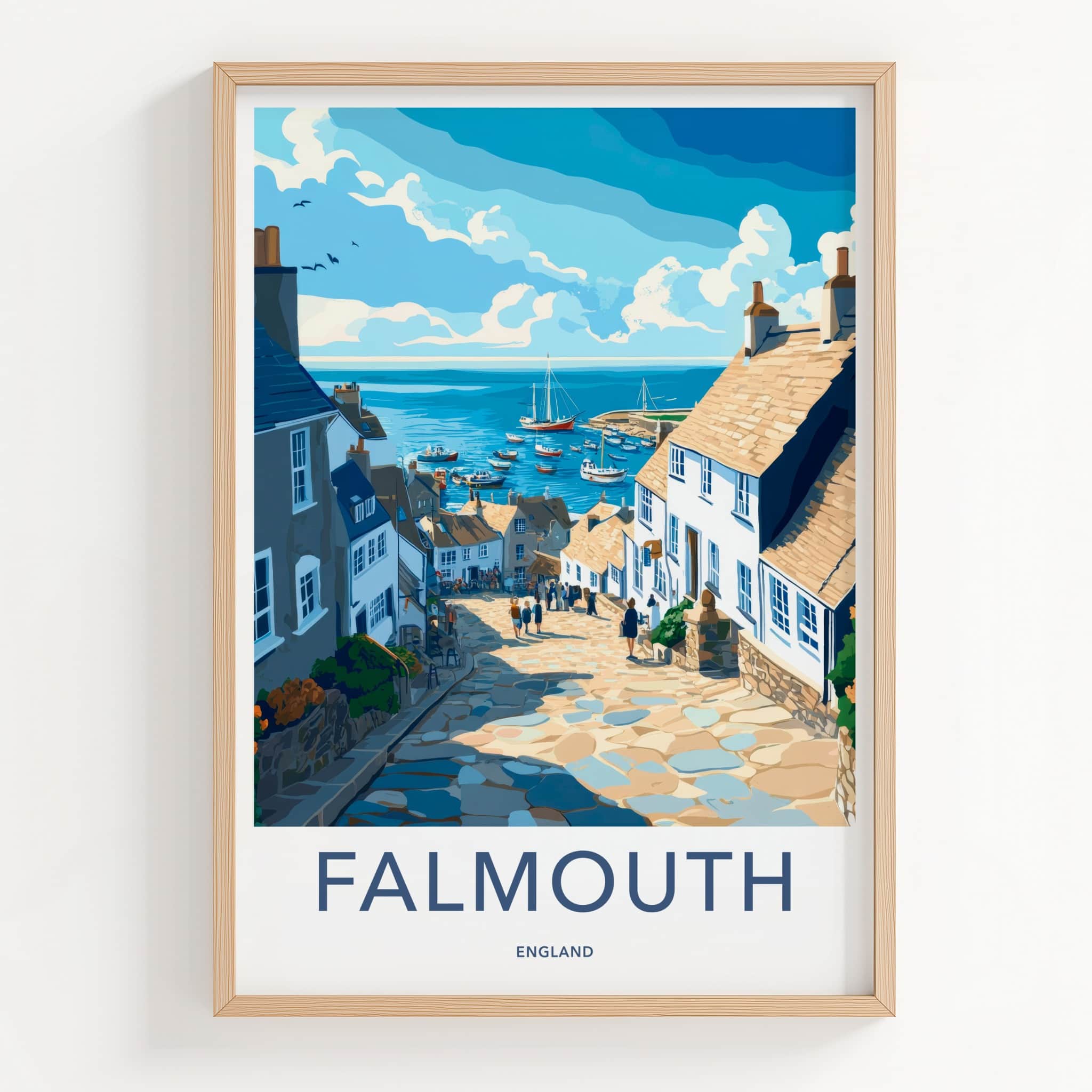 Falmouth Poster - England Travel Art - Quaint Village Harbor Home Decor
