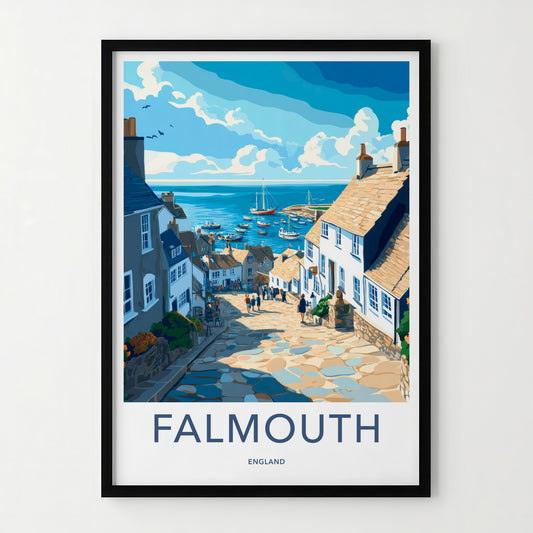 Falmouth Poster - England Travel Art - Quaint Village Harbor Home Decor