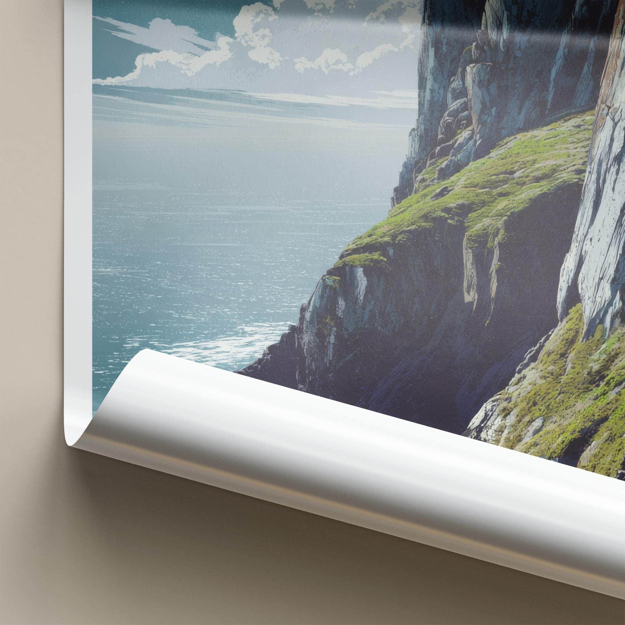 Fanad Head Poster - Ireland Travel Art - rugged ocean cliffs Home Decor