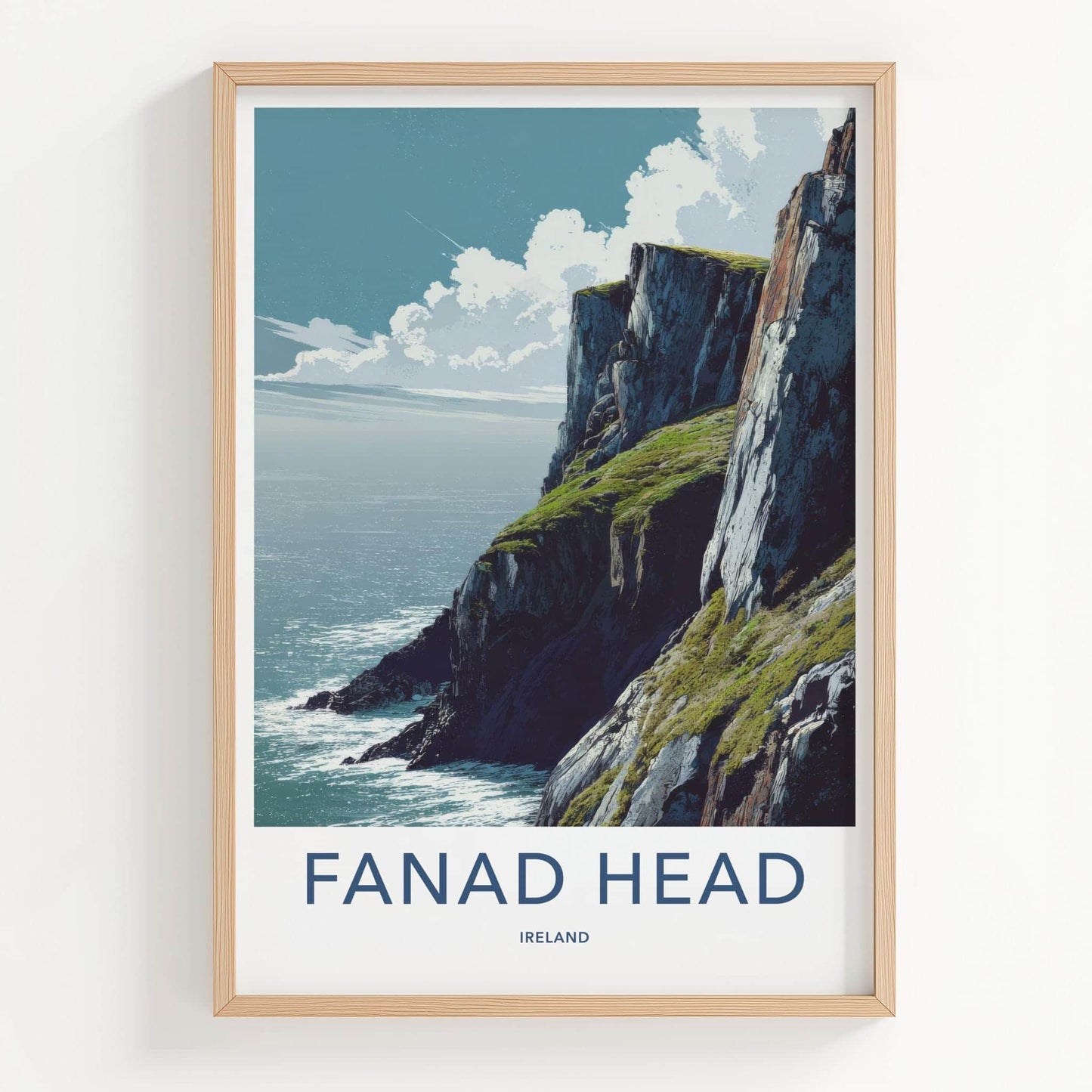 Fanad Head Poster - Ireland Travel Art - rugged ocean cliffs Home Decor