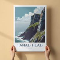 Fanad Head Poster - Ireland Travel Art - rugged ocean cliffs Home Decor