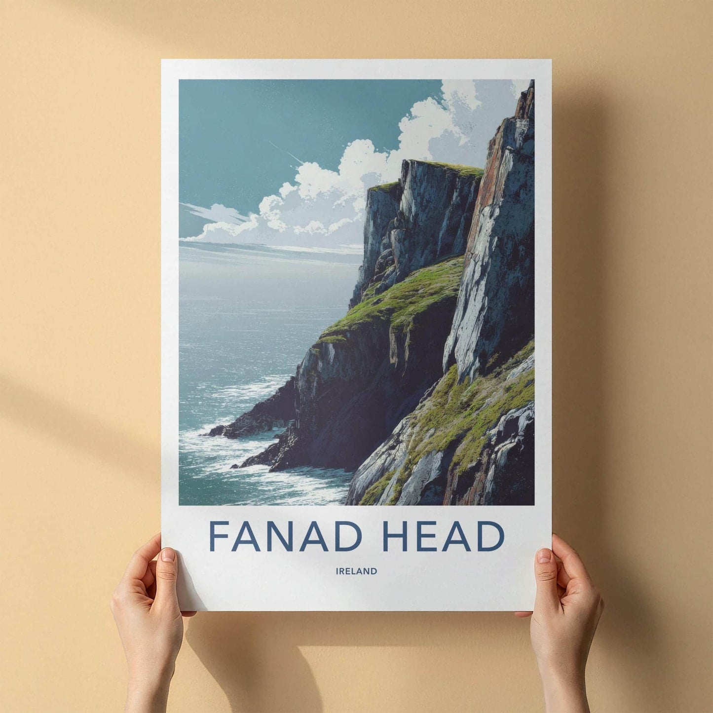 Fanad Head Poster - Ireland Travel Art - rugged ocean cliffs Home Decor