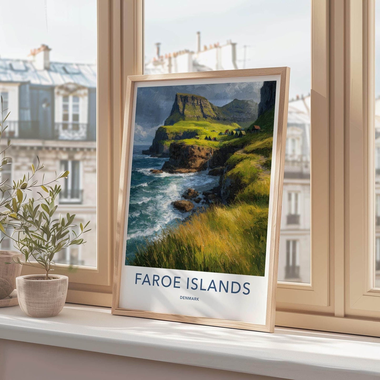 Faroe Islands Poster - Denmark Scenic Art - Dramatic Coastal Village Wall Decor