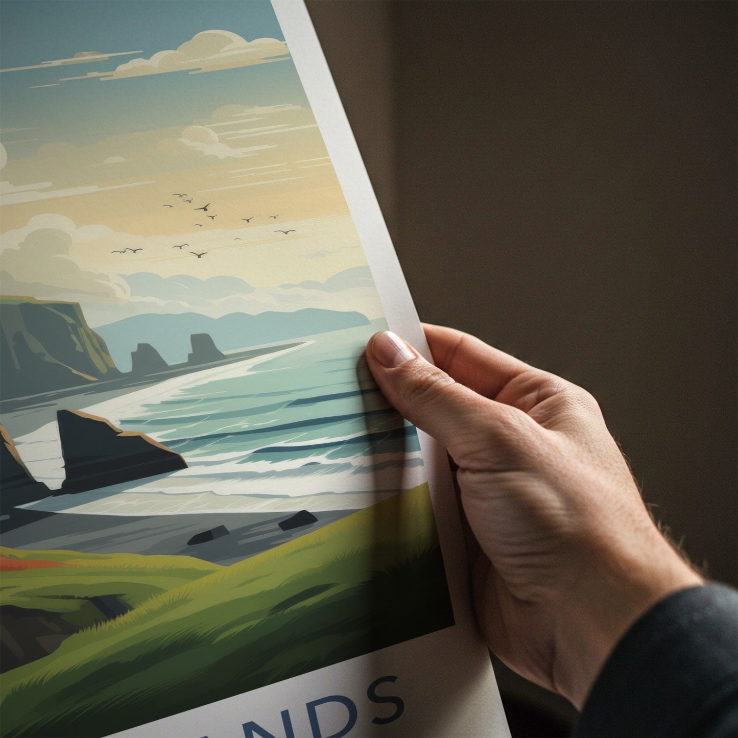 Faroe Islands Poster - Denmark Travel Art - Coastal Cliffside Houses Home Decor
