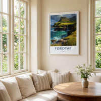 Faroe Islands Poster - Denmark Travel Art - dramatic island cliffs Home Decor
