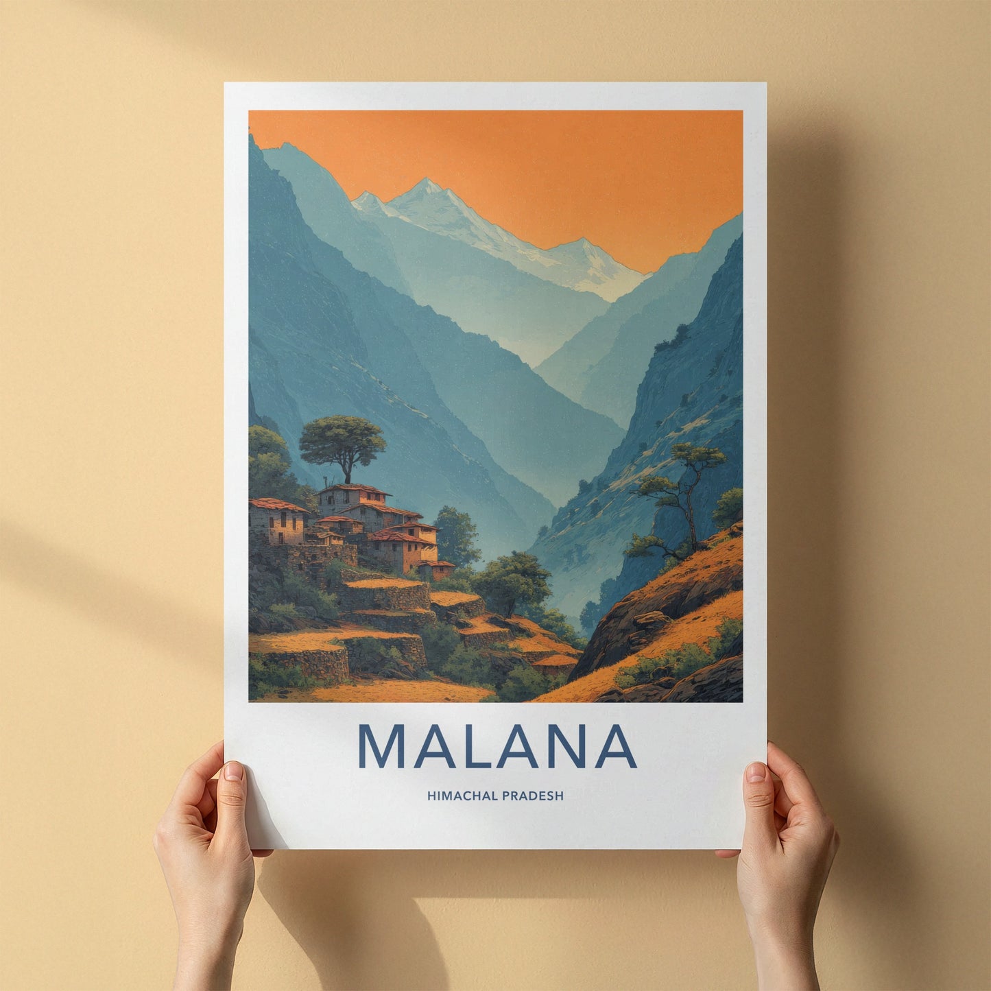 Malana Poster - Himachal Pradesh Valley Village Houses Art
