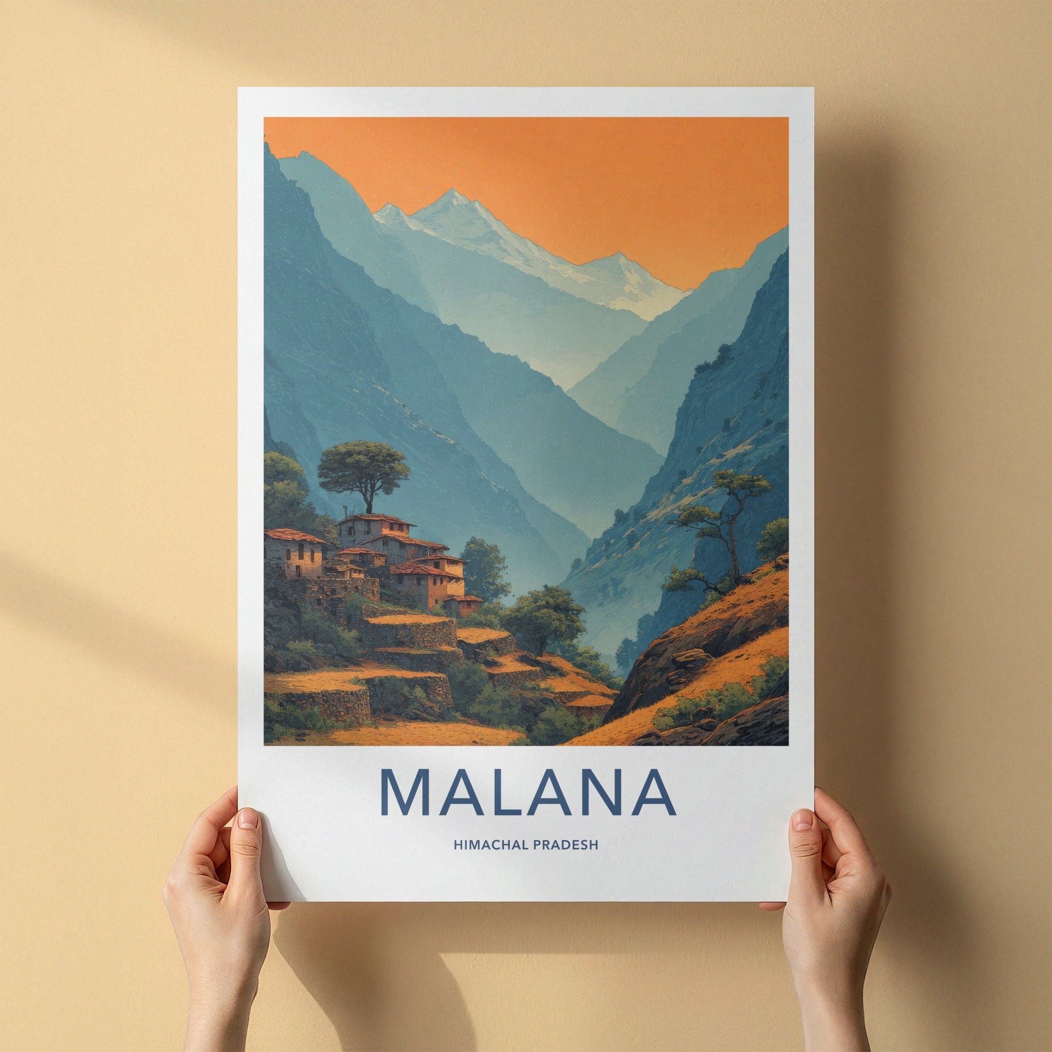 Malana Poster - Himachal Pradesh Valley Village Houses Art