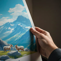Pirin National Park Poster - Bulgaria Travel Art - Alpine Goats Grazing Home Decor