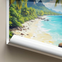 Fiji Poster - Fiji Travel Art - Tropical Beach Mountains Wall Decor