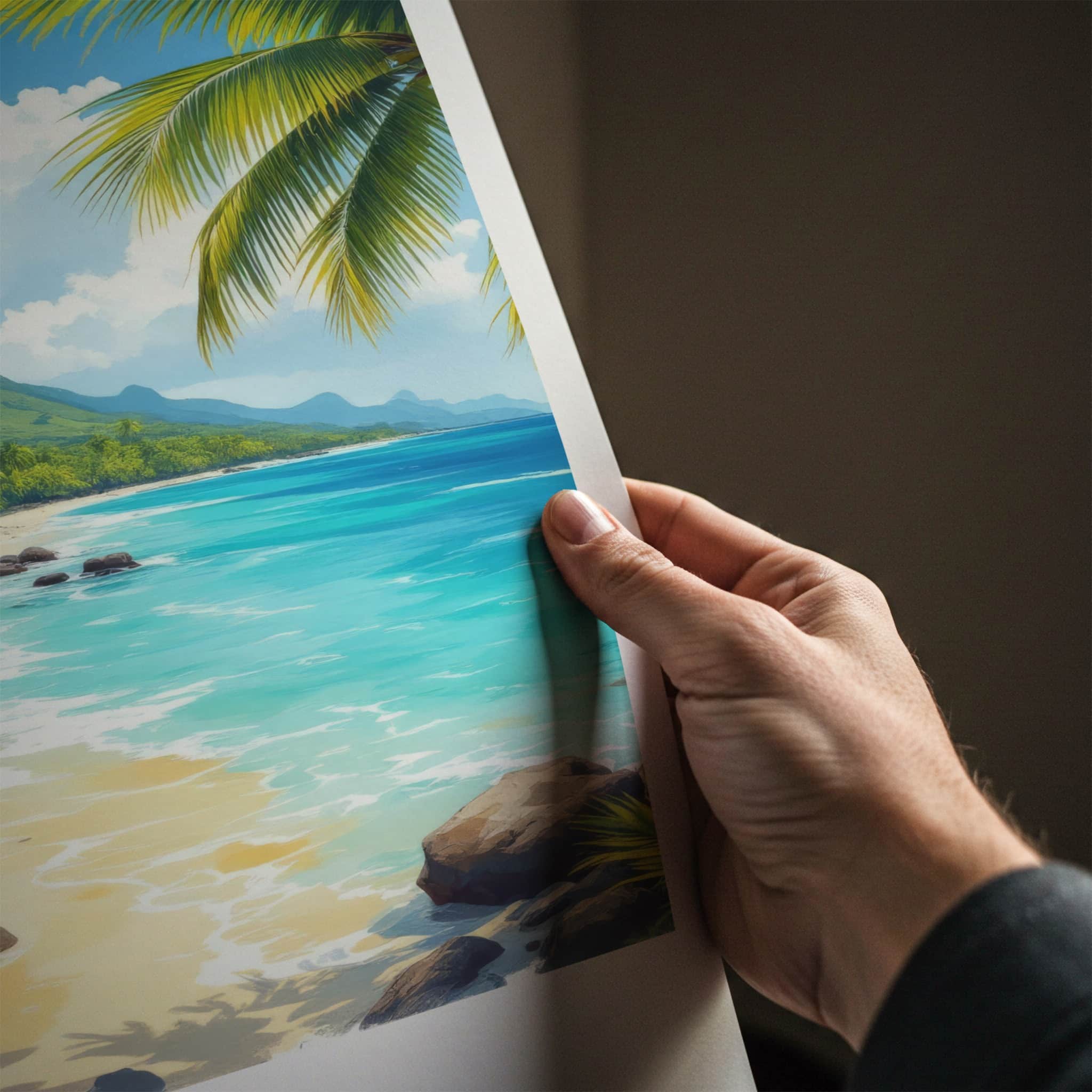 Fiji Poster - Fiji Travel Art - Tropical Beach Mountains Wall Decor